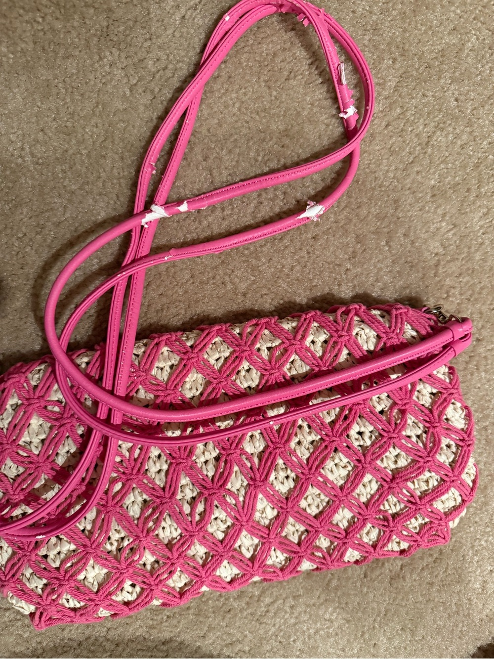 Talbots Pink and Cream Woven Crossbody Bag - Picture 4 of 4